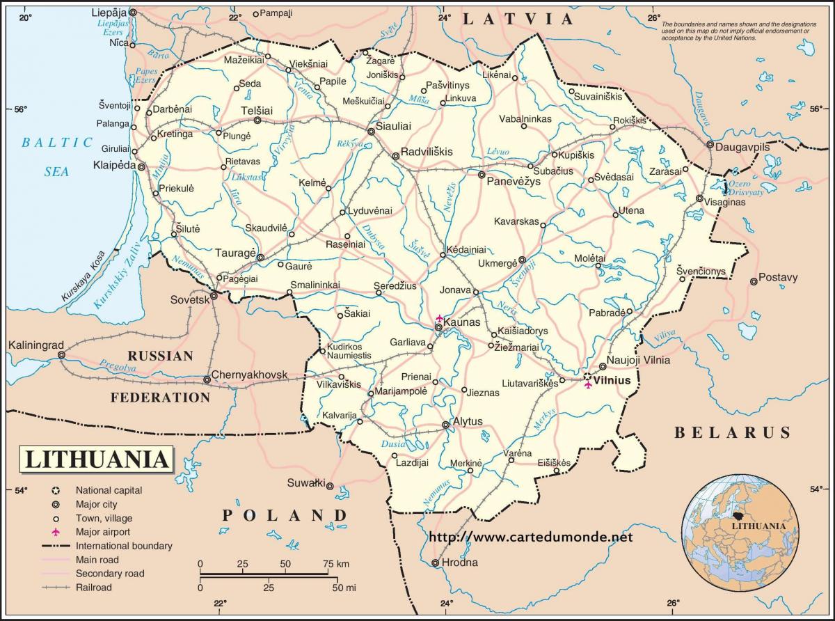 Kaart van Litaue land