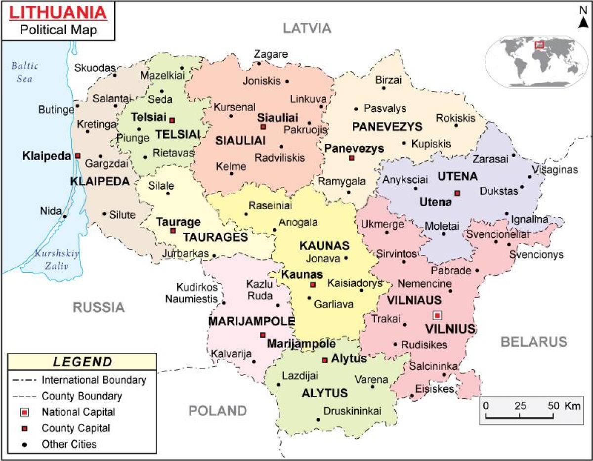 Kaart van Litaue politieke
