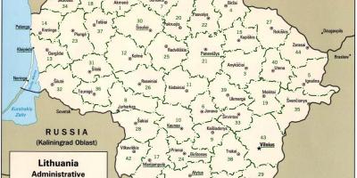 Kaart van die kaart Litaue met stede